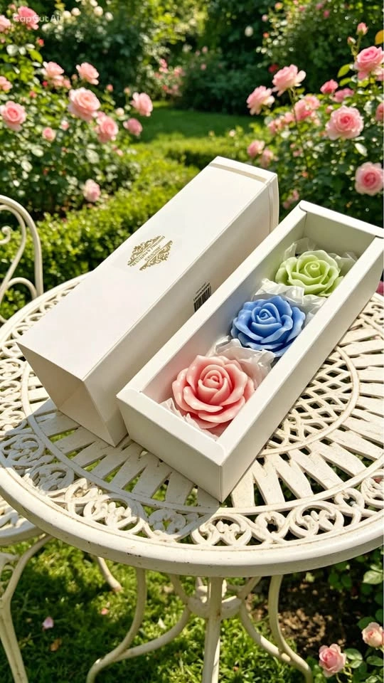 Handcrafted Candle Rose Box 20.5X 7.5X5
