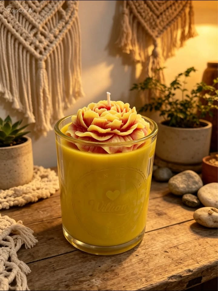 Handmade Decorative Marbled Candle in Glass Jar - photo 3