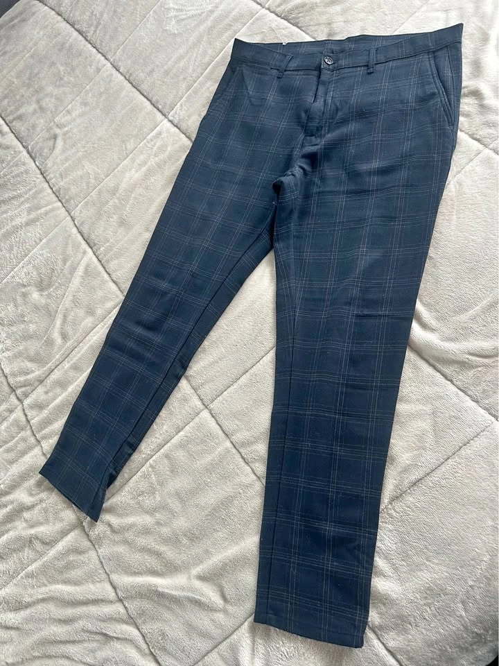 Zara Navy Blue Plaid Dress Pants - Size 34