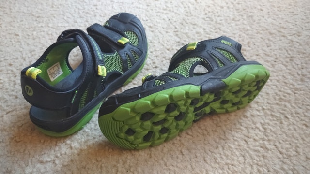 Merrell Kids Hydro Rapid Leather Black Green Hiking Sandals