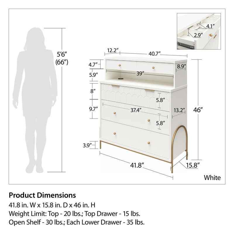 CosmoLiving Anastasia 4 Drawer Dresser - White - photo 4