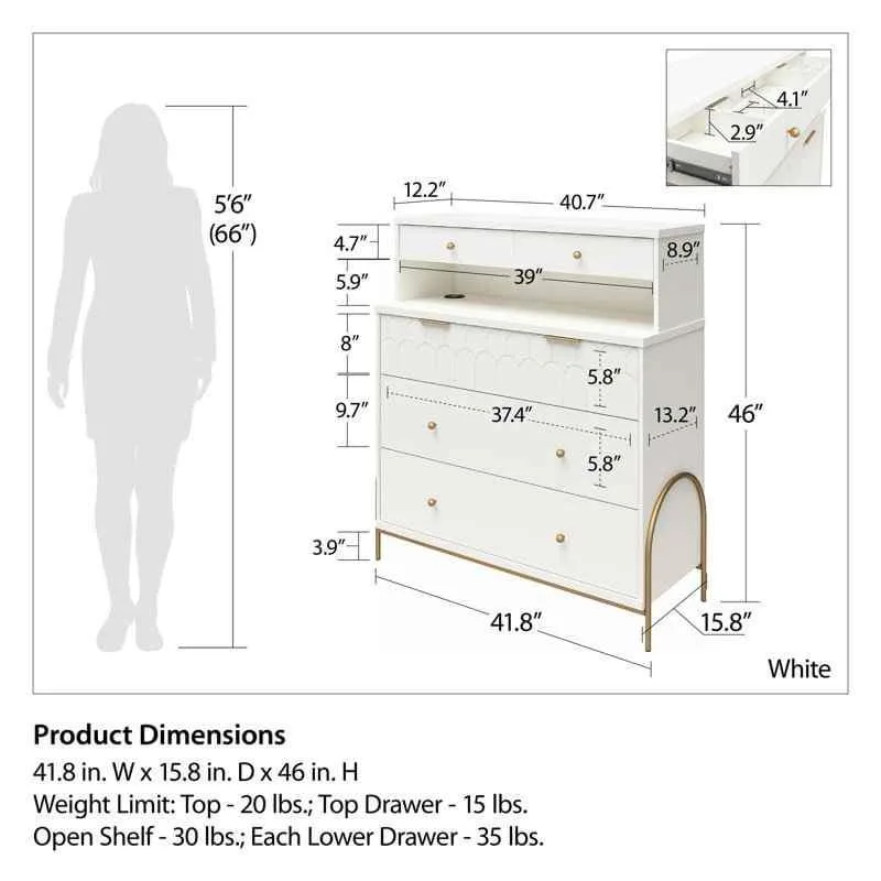 CosmoLiving Anastasia 4 Drawer Dresser - White image indicator(4)