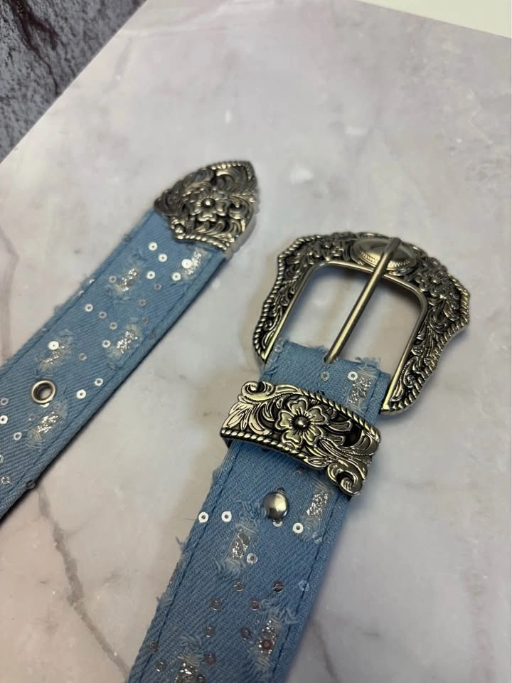 Western Sequin Denim Belt - photo 2