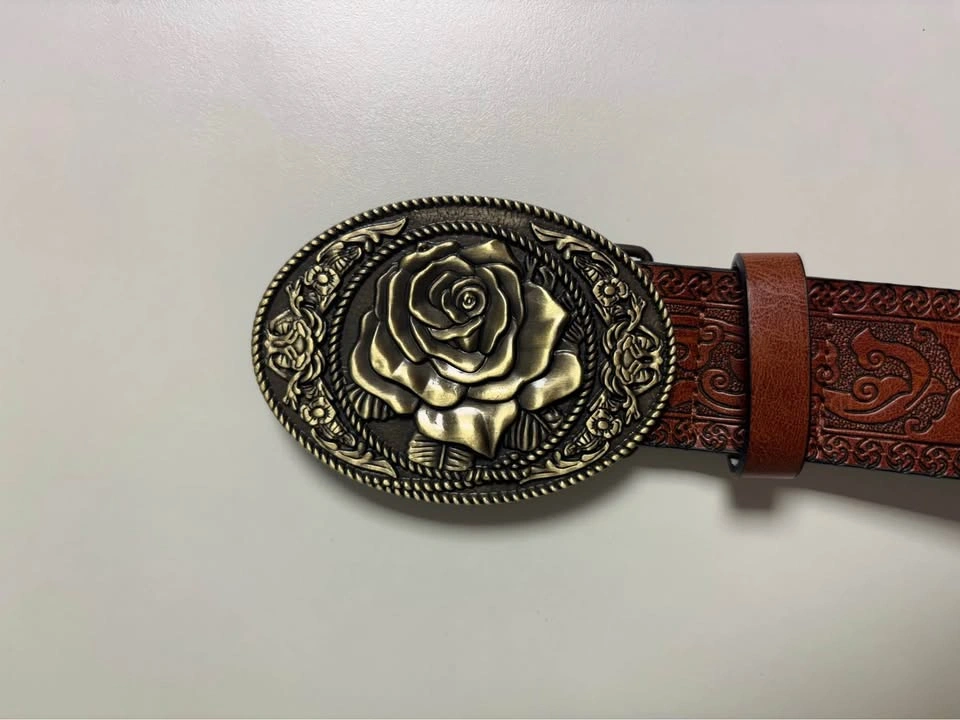 Western Rose Buckle Embossed Belt - photo 2