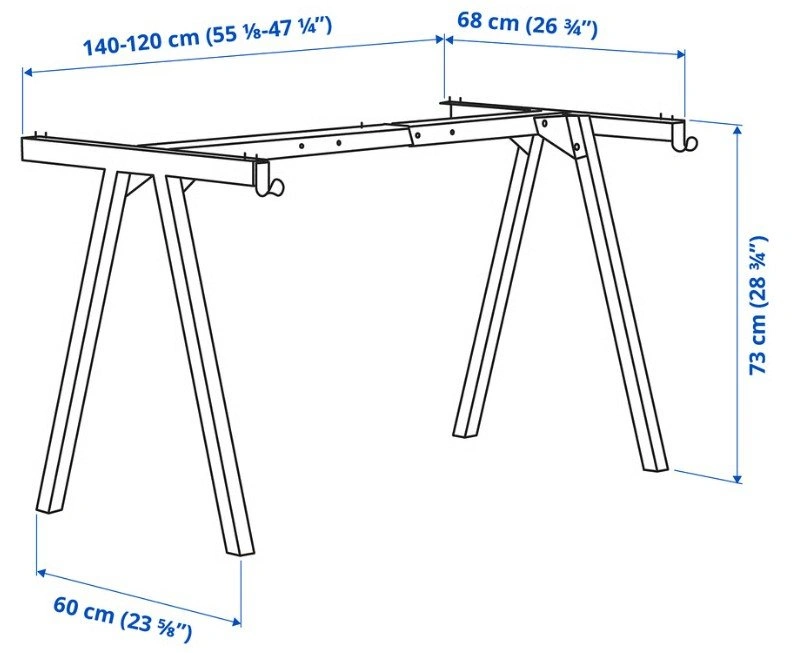 IKEA TROTTEN Desk (Gray Top + White Frame) – Like New - photo 2