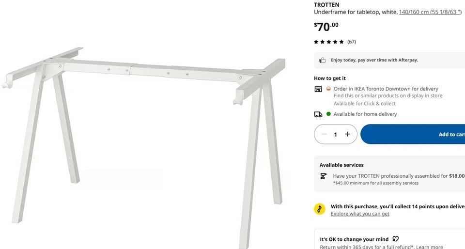 IKEA TROTTEN Desk (Gray Top + White Frame) – Like New - photo 3