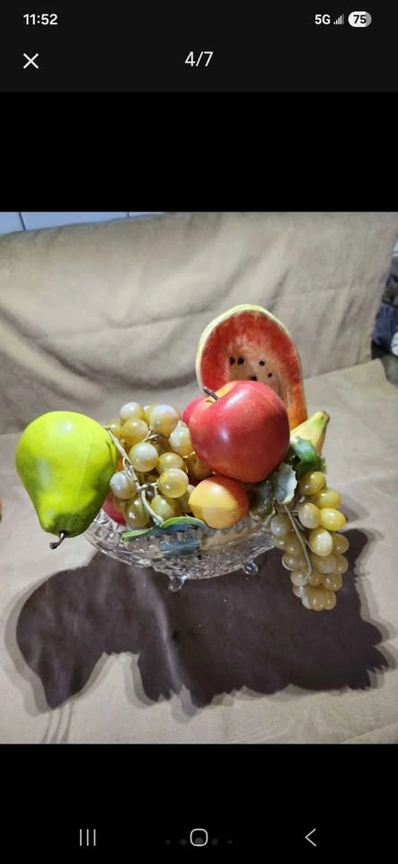 Vintage Elegant Glass Centerpiece – Includes Decorative Fruit - photo 4