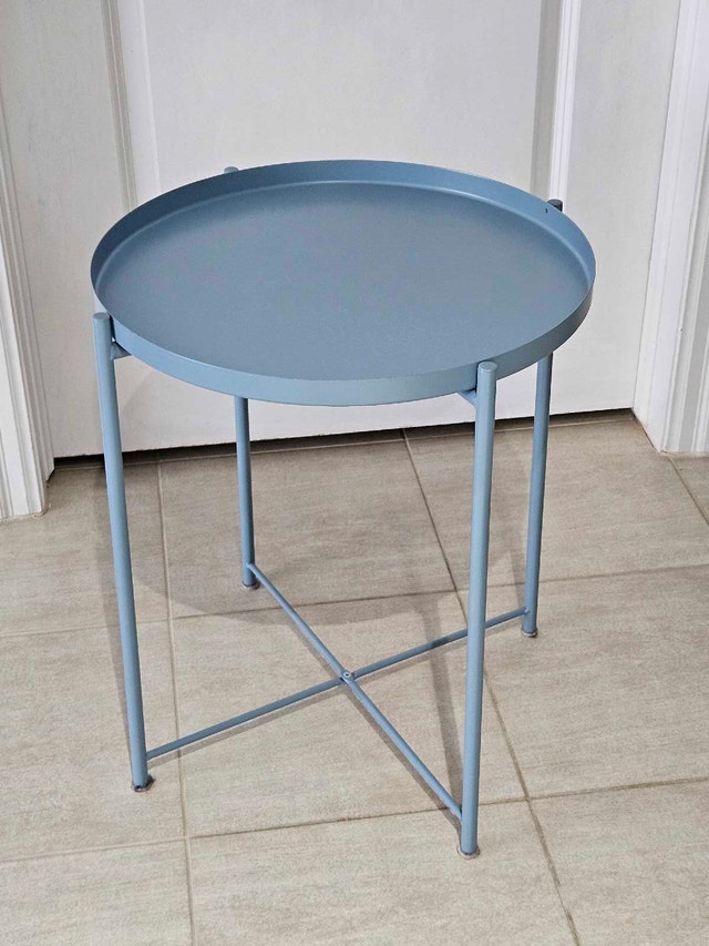 Small round blue side table