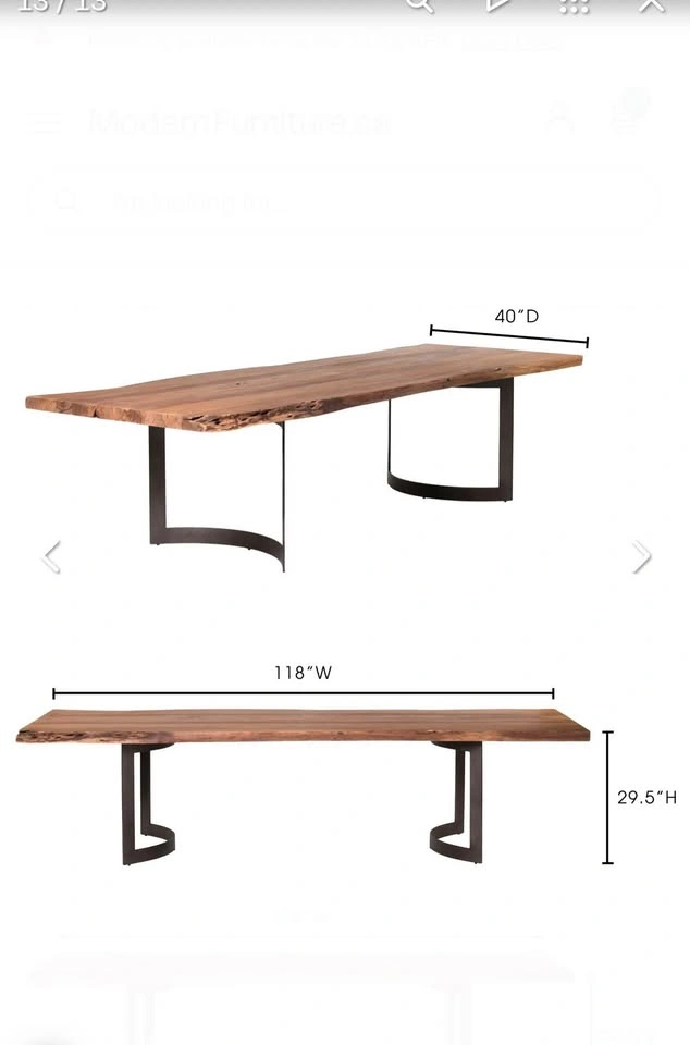 Moe’s Bent Dining Table (Large - Smoked) BNIB - photo 2