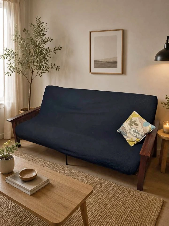 Wooden Frame Futon with black cover