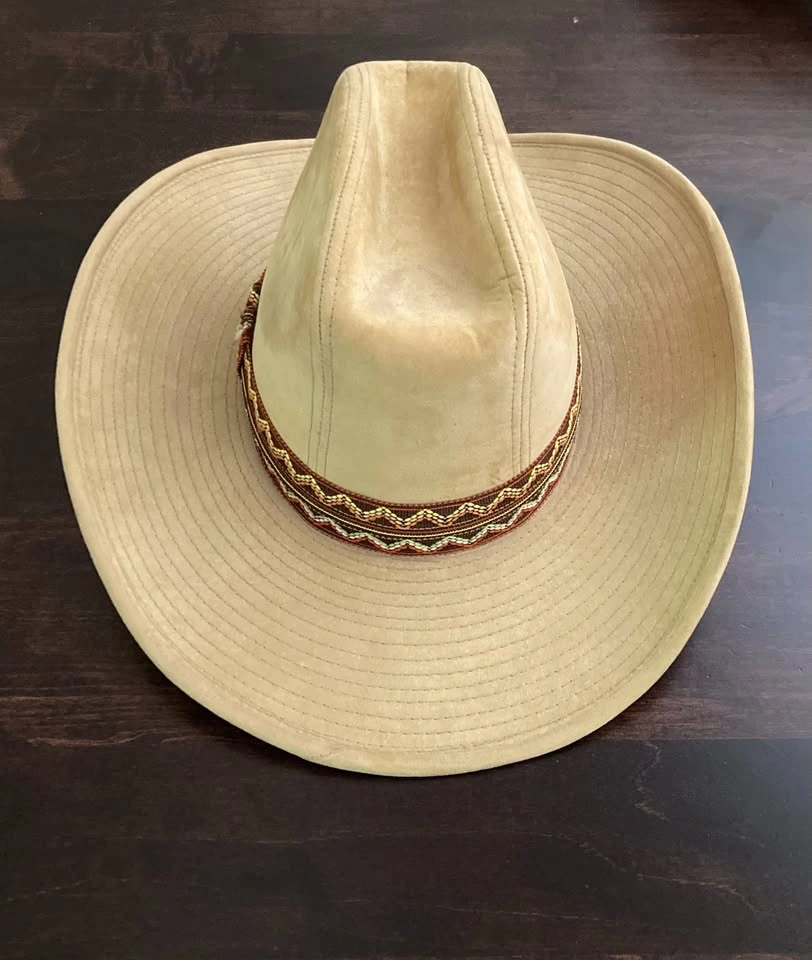 Tan Faux Felt Cowboy Hat Small 6 3/4 - 6 7/8 - photo 2