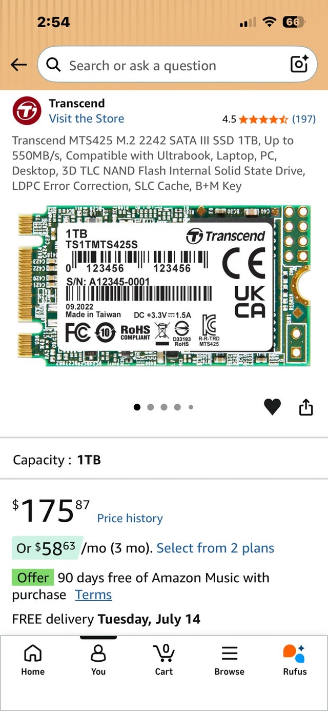 Transcend 1TB M.2 SSD 425S - photo 2