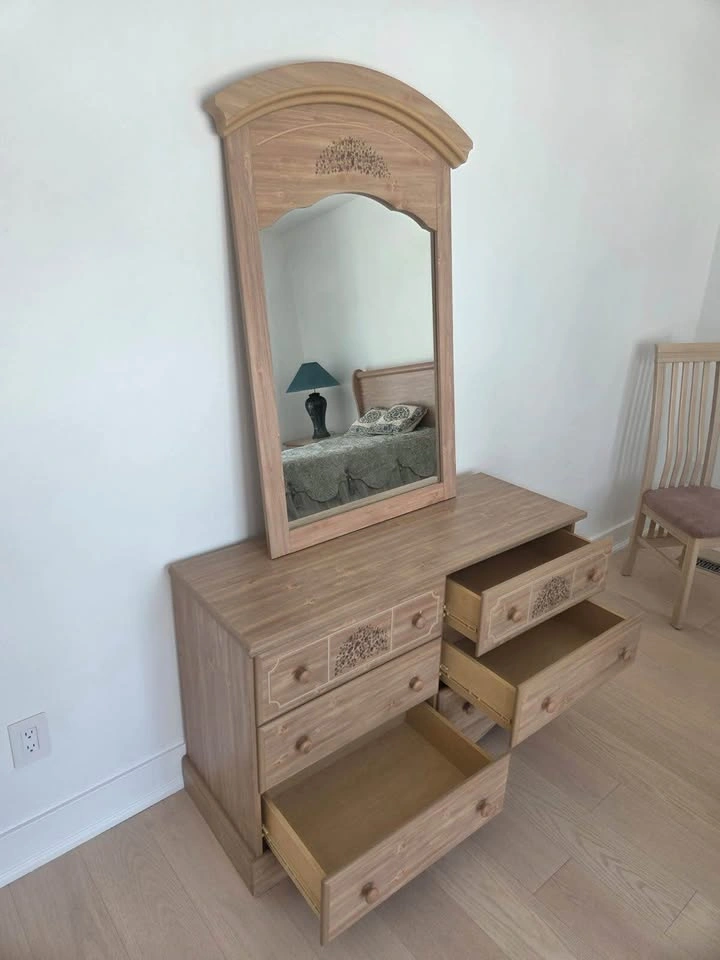 Solid Wood Dresser with Large Mirror & Matching Chair - photo 4