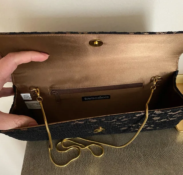 Lace black and gold clutch purse image indicator(2)