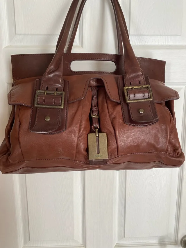 Hugo Boss leather weekend duffle bag thumbnail