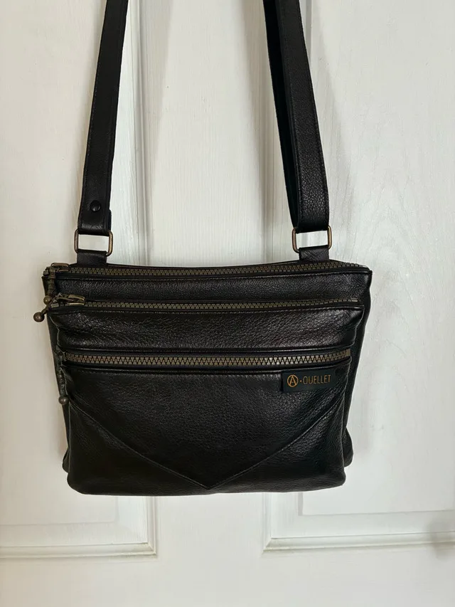 Andre Ouellet black leather crossbody bag thumbnail