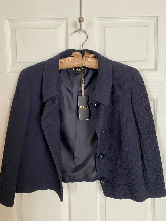 New navy cropped blazer thumbnail