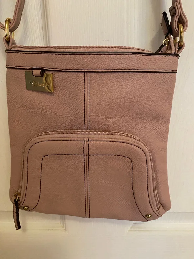 Pink crossbody purse with wallet compartment thumbnail
