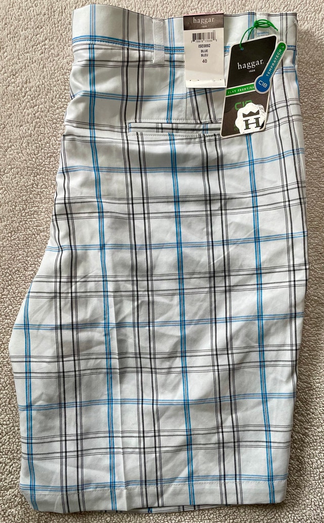 NWT: Size 40 Haggar Cool 18 Pro Plaid Golf Shorts