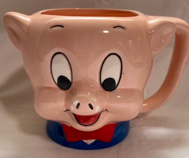 1989 Porky Pig Ceramic Mug 3D Figural