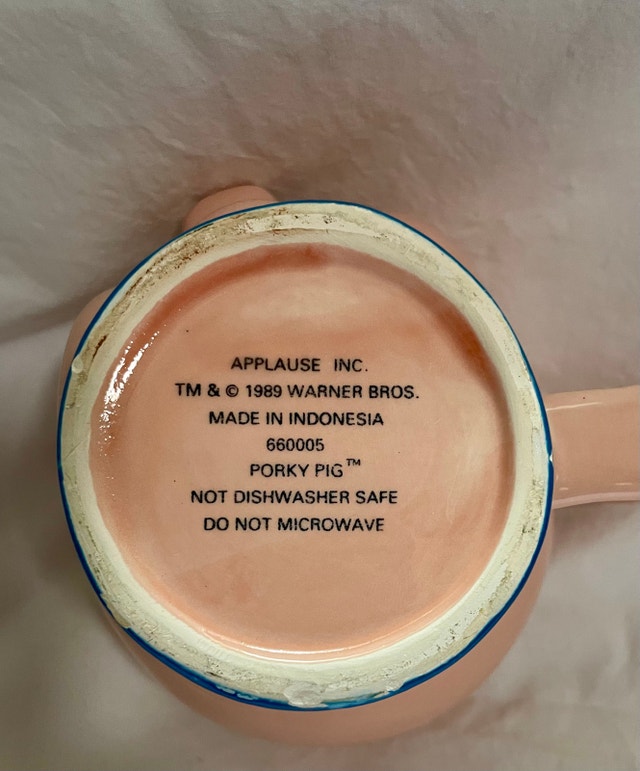 1989 Porky Pig Ceramic Mug 3D Figural - photo 3