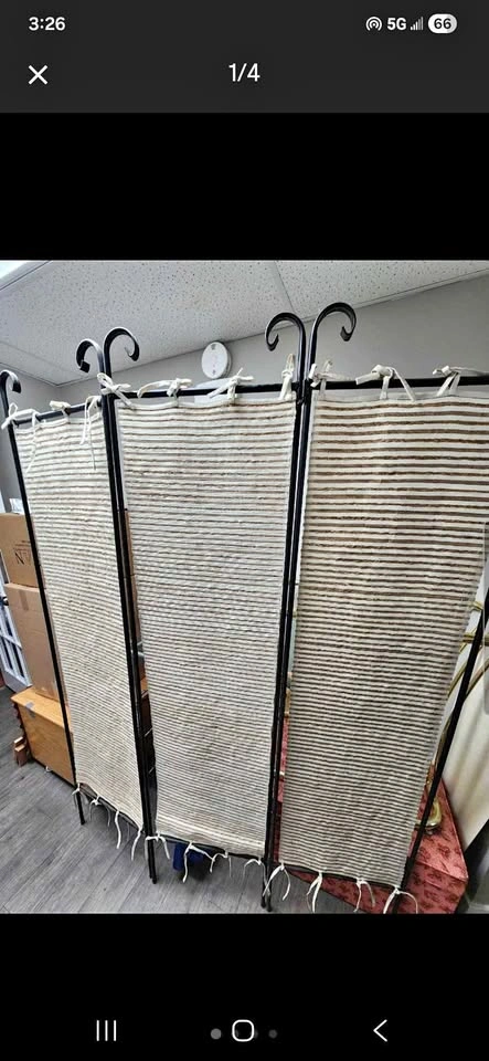 6 ft Tall 3-Panel Metal & Fabric Room Divider