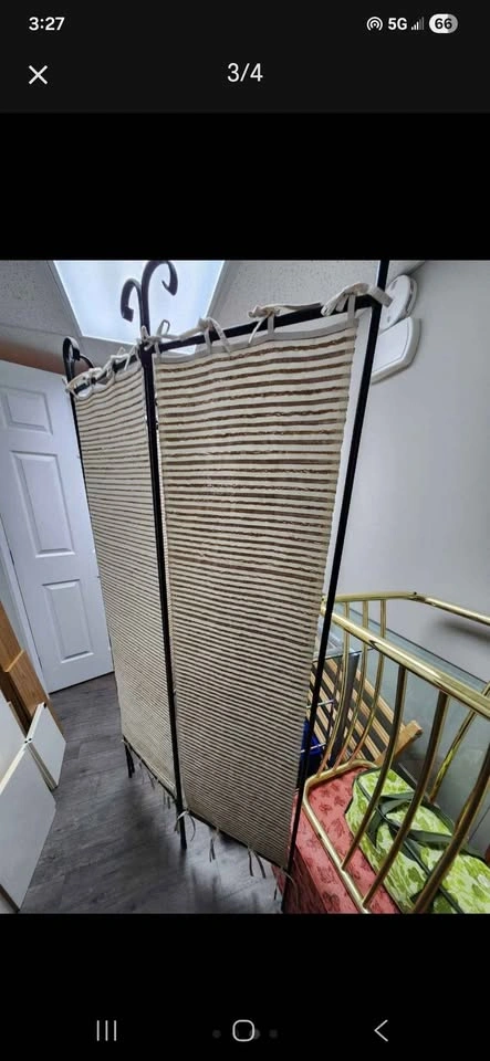 6 ft Tall 3-Panel Metal & Fabric Room Divider - photo 3