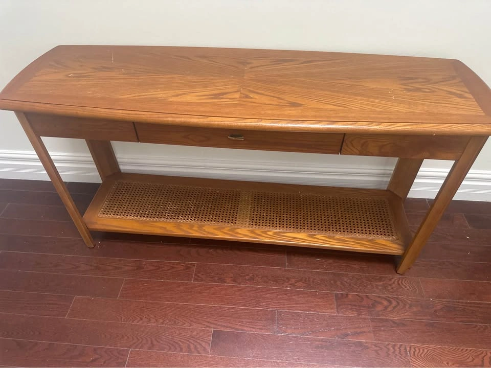 Solid Wood Console Table with Drawers & Cane Shelf (Sklar Pepple - photo 2