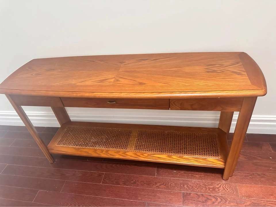 Solid Wood Console Table with Drawers & Cane Shelf (Sklar Pepple - photo 5