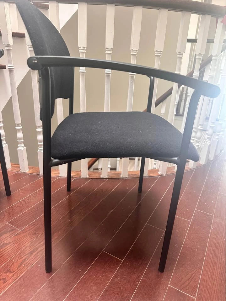 Pair of IKEA Office Guest Chairs – Black 100% Wool Fabric - photo 2