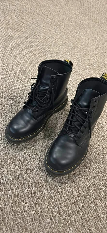 Dr. Martens Black Boots with Yellow Stitch size 10