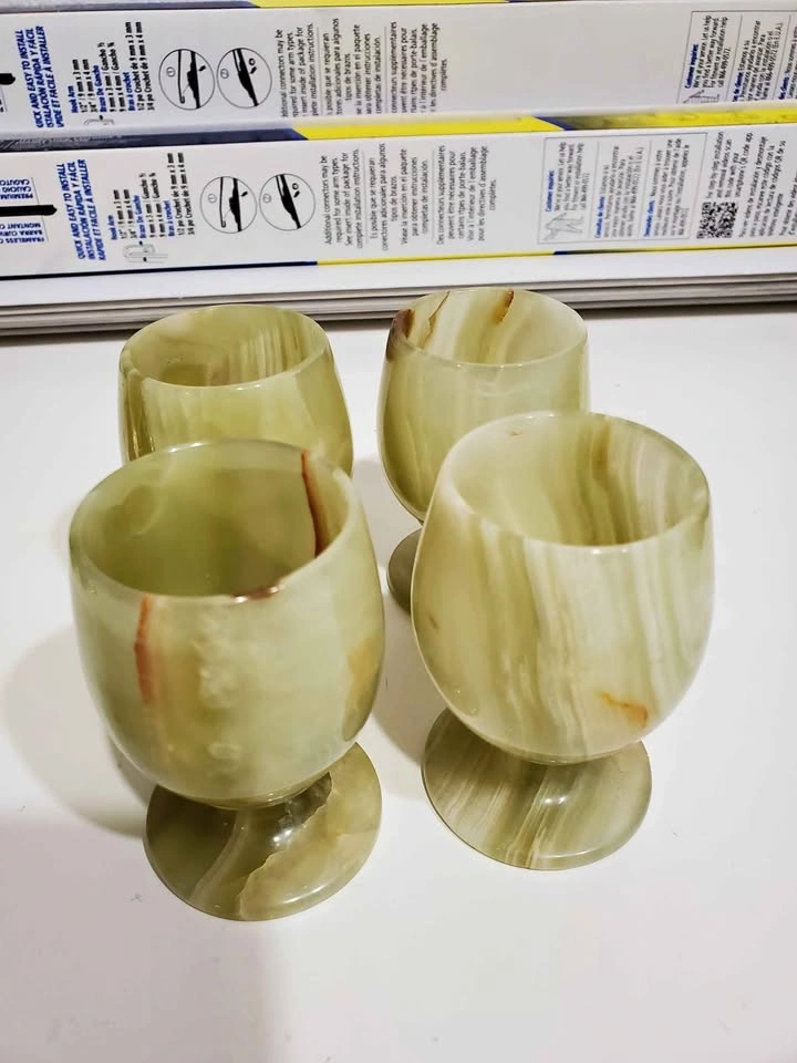 Marble/Onyx Goblets Vintage (H:7.5 cm,D:4 cm)