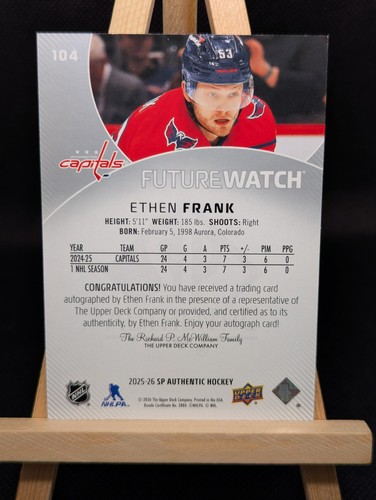 2025-26 Sp Authentic Ethan Frank Future Watch 49/999 Inscribed - photo 2