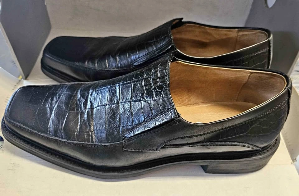 ALDO Men's Croc-Embossed Square Toe Loafers - Size 41 (Black)