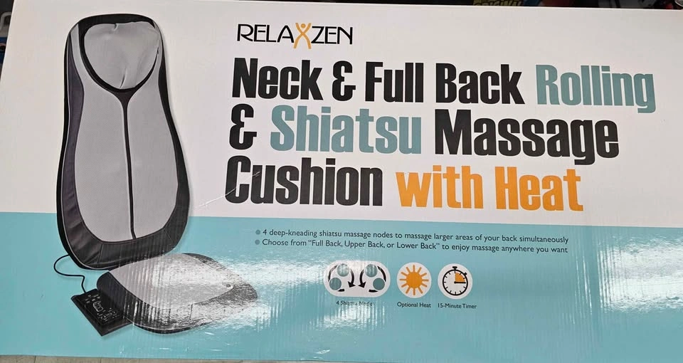 Relaxzen Neck & Full Back Shiatsu Massage Cushion with Heat - photo 2