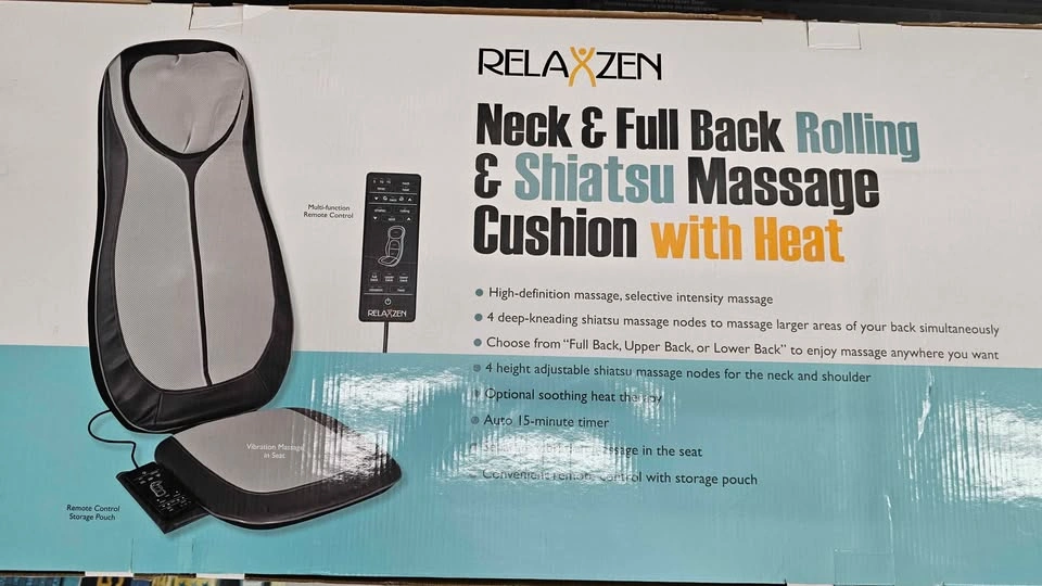 Relaxzen Neck & Full Back Shiatsu Massage Cushion with Heat - photo 3