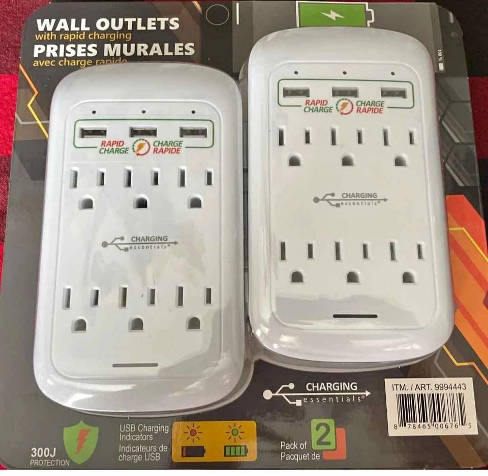 BNIB Charging Essentials USB/AC Wall Outlets, 2-pack