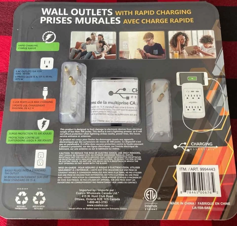 BNIB Charging Essentials USB/AC Wall Outlets, 2-pack - photo 2