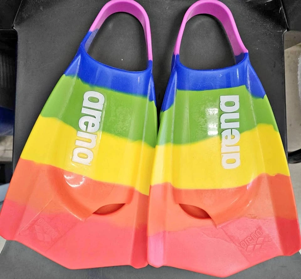 Limited Edition Arena Powerfin Pro Swim Fins - Rainbow (Size US