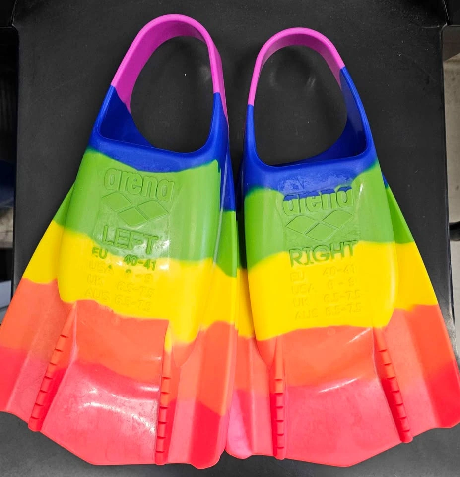 Limited Edition Arena Powerfin Pro Swim Fins - Rainbow (Size US - photo 2