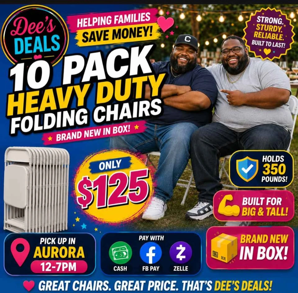 10 PACK HEAVY DUTY FOLDING CHAIRS BRAND NEW IN BOX ONLY $125 - photo 2