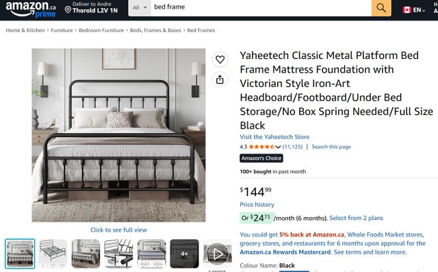 Full/Double Bed Frame Vintage Style Black Metal NEW - photo 2