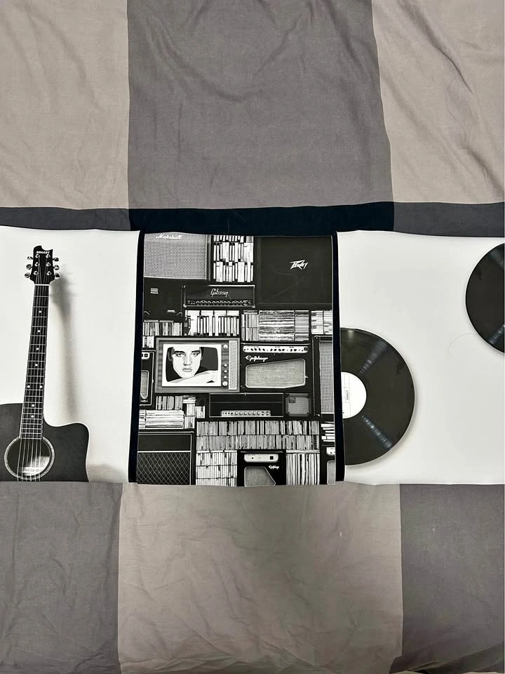Music Records and Guitar Poster