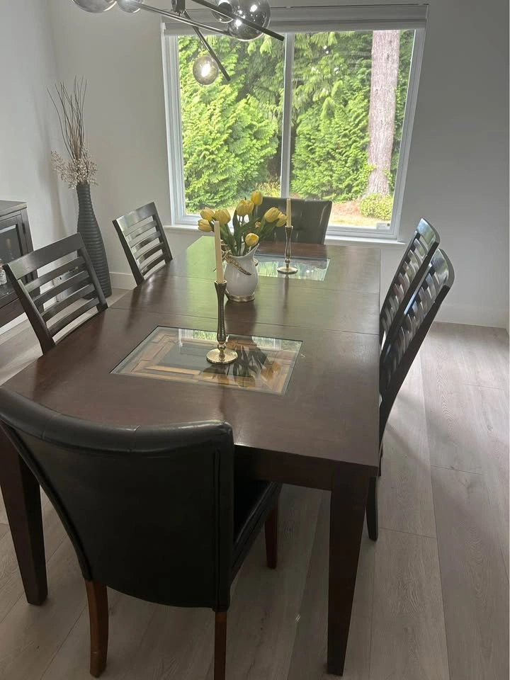 Extendable Wood Dining Table with 6 Chairs - photo 4