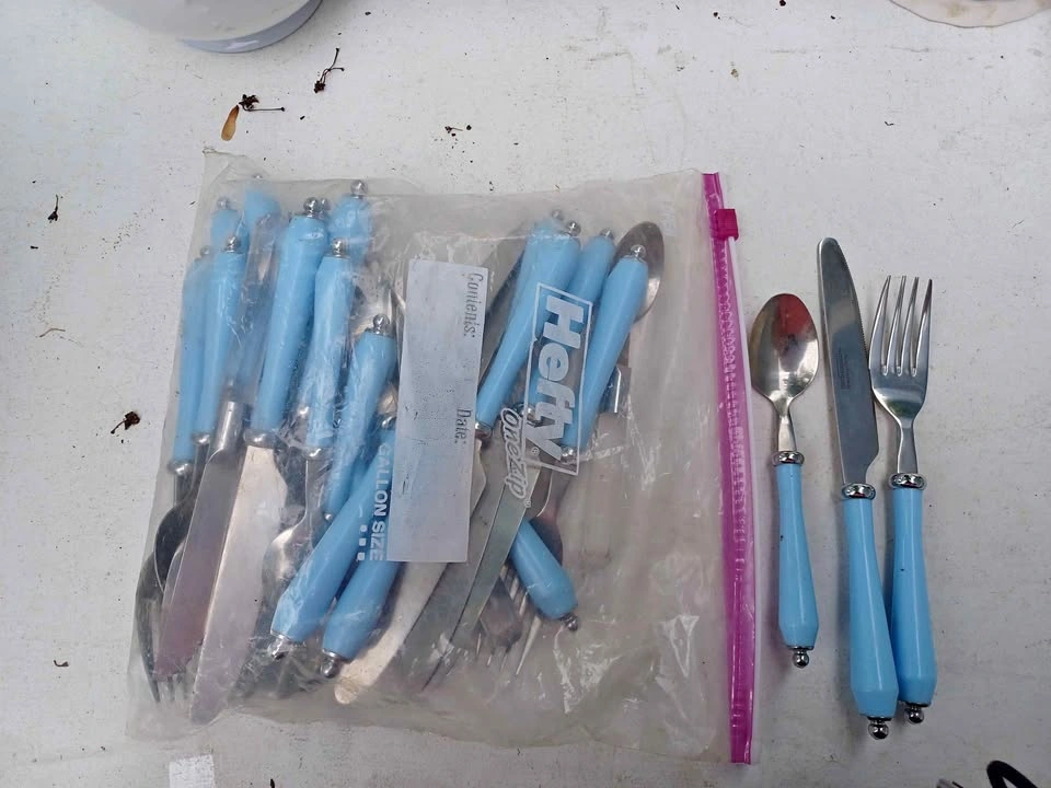 Light Blue Stainless Steel Flatware Set