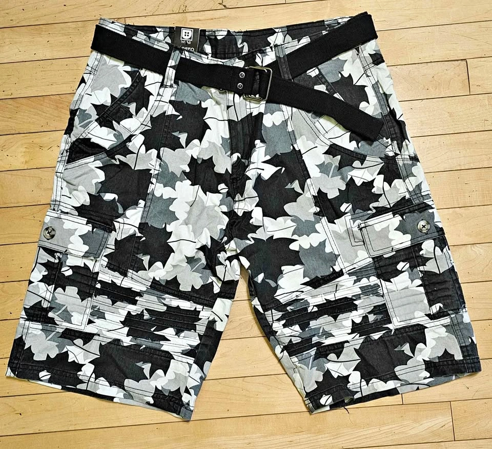 PLOREO Men’s Cargo Camo Shorts W36 — Belt Included