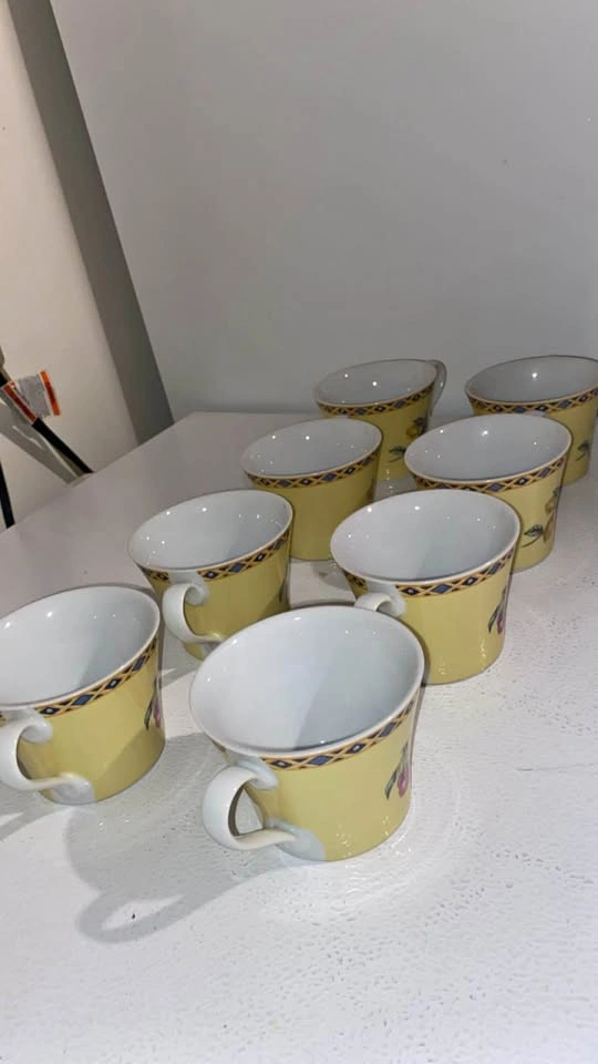 Set of 8 Fruit Pattern Ceramic Mugs