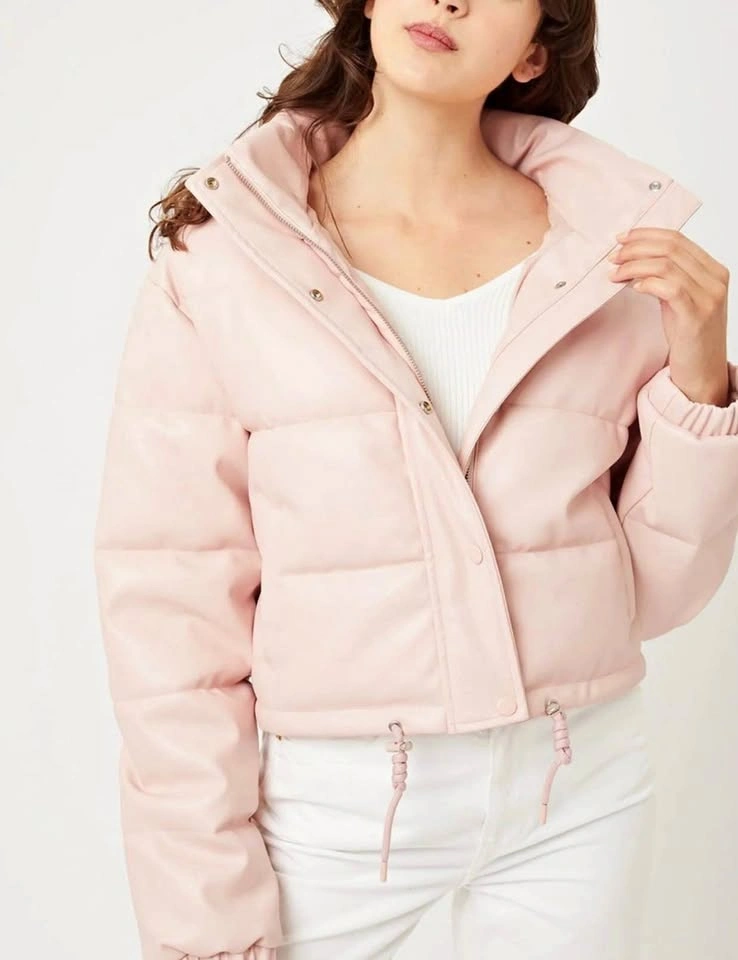 Brand New Pink Vegan Leather Puffer Jacket (Love Tree)