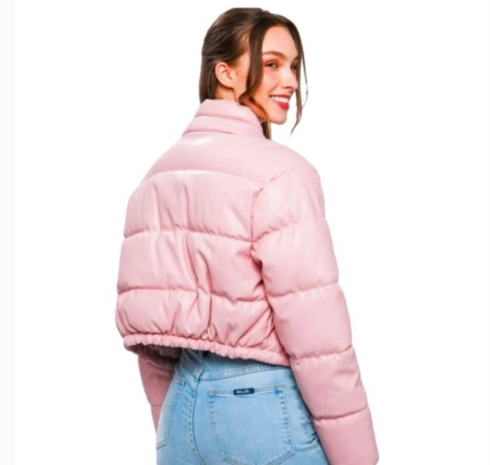 Brand New Pink Vegan Leather Puffer Jacket (Love Tree) - photo 4