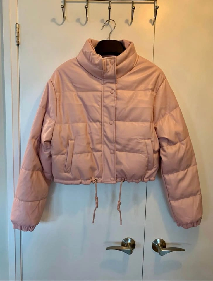 Brand New Pink Vegan Leather Puffer Jacket (Love Tree) - photo 5